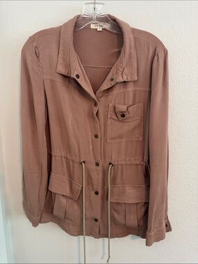 Women's Utility Jacket in Mauve with Drawstring Waist